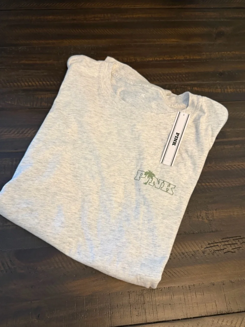 PINK Victoria's Secret Heather Gray Logo Tee - Picture 1 of 14